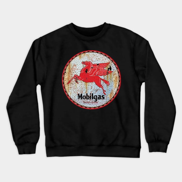 Mobil Pegasus sign - rusty as hell Crewneck Sweatshirt by starryeuchar